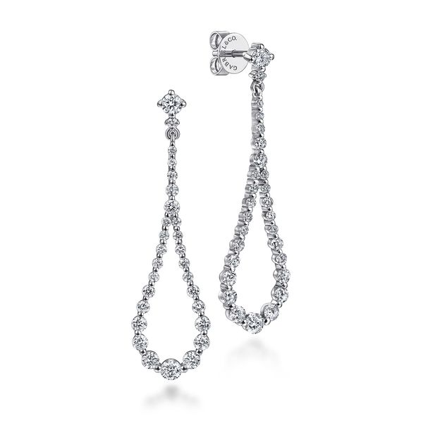 Gabriel & Co. Lusso White Gold Diamond Drop Earrings SVS Fine Jewelry Oceanside, NY
