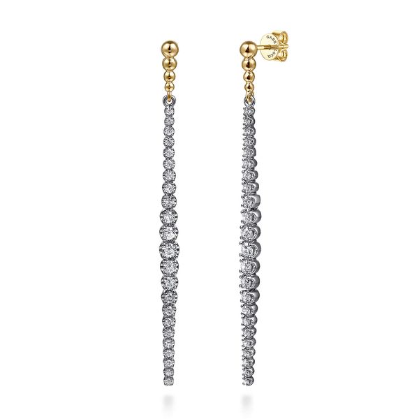 Gabriel & Co. Bujukan White & Yellow Gold Diamond Earrings SVS Fine Jewelry Oceanside, NY
