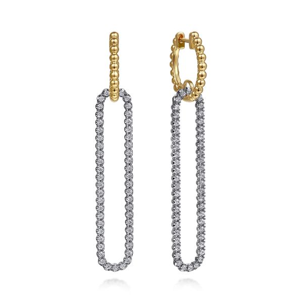 Gabriel & Co. Bujukan White & Yellow Gold Diamond Earrings SVS Fine Jewelry Oceanside, NY