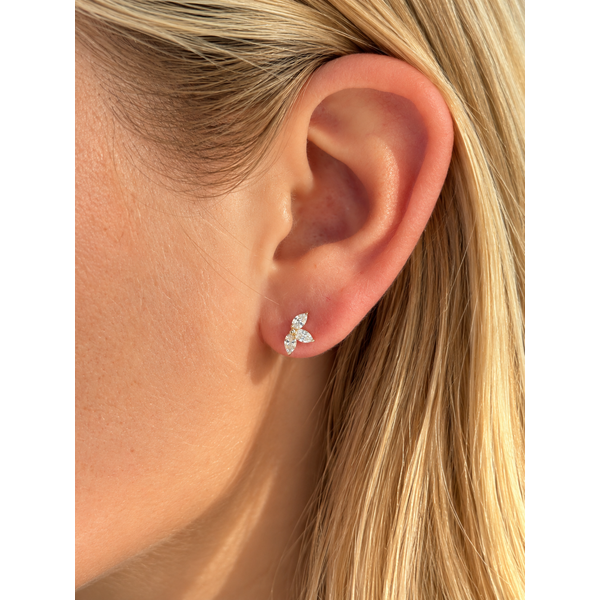 Everlee 14K Yellow Gold Petite Pear Lab Grown Diamond Fan Stud Earrings, 0.50 ctw Image 2 SVS Fine Jewelry Oceanside, NY