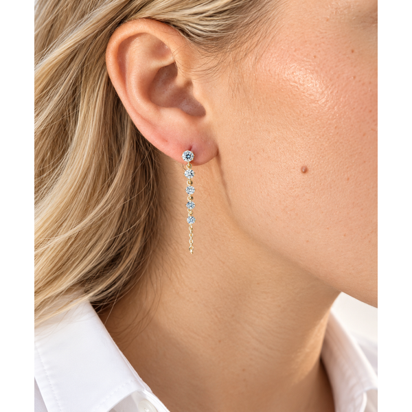 Everlee 14K Yellow Gold Graduated Lab Grown Diamond Dangle Earrings, 1 ctw Image 4 SVS Fine Jewelry Oceanside, NY