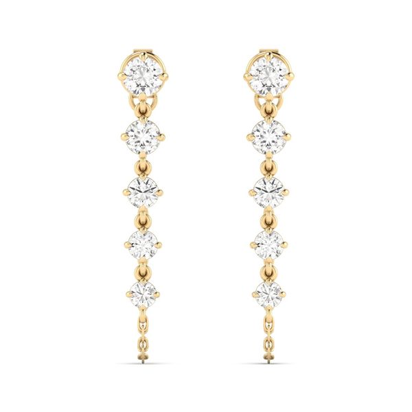 Yellow Gold Graduated Lab Grown Diamond Earrings SVS Fine Jewelry Oceanside, NY