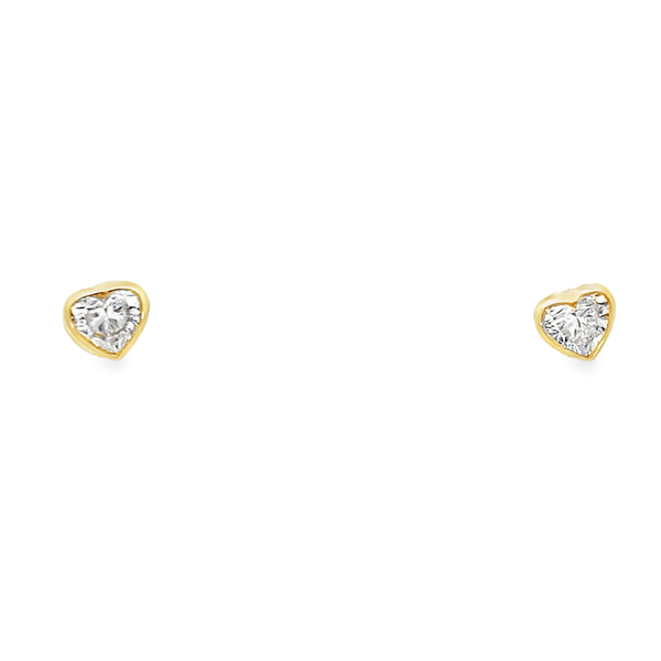 Everlee 14K Yellow Gold Heart Bezel Lab Grown Diamond Stud Earrings, 1 ctw Image 3 SVS Fine Jewelry Oceanside, NY