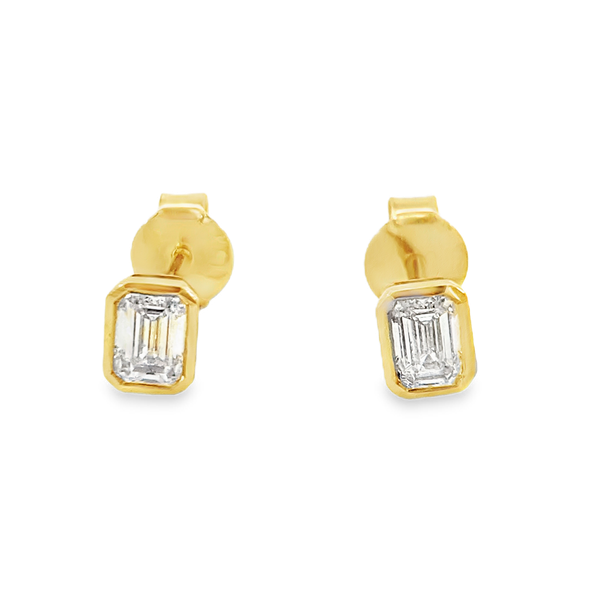 Everlee 14K Yellow Gold Emerald Bezel Lab Grown Diamond Stud Earrings, 0.50 ctw Image 2 SVS Fine Jewelry Oceanside, NY