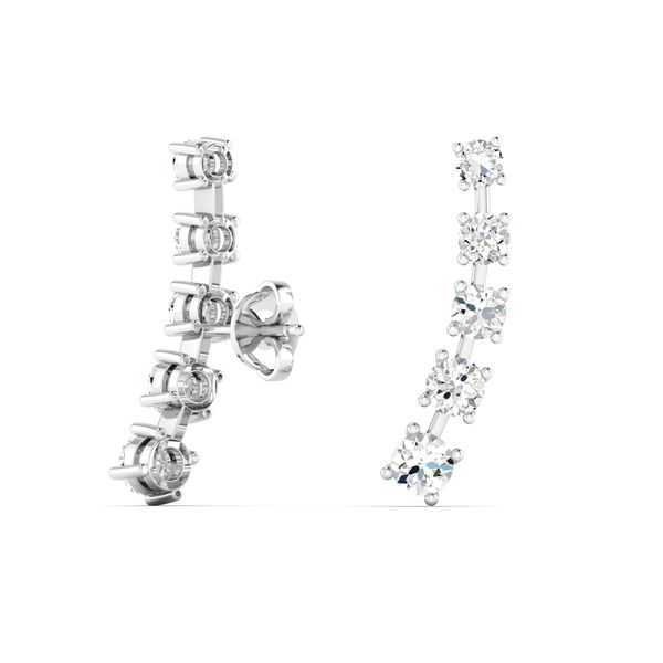 White Gold Orbit Lab Grown Diamond Ear Climbers Image 3 SVS Fine Jewelry Oceanside, NY