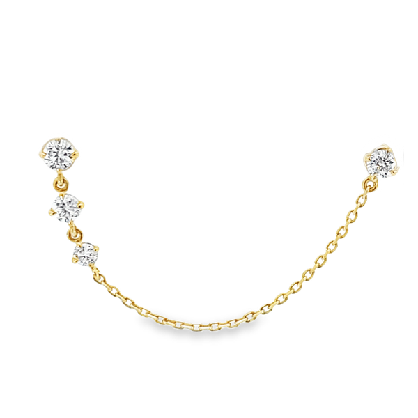 Everlee 14K Yellow Gold Starlight Double Piercing Lab Grown Diamond Stud Earrings, 1 ctw Image 2 SVS Fine Jewelry Oceanside, NY