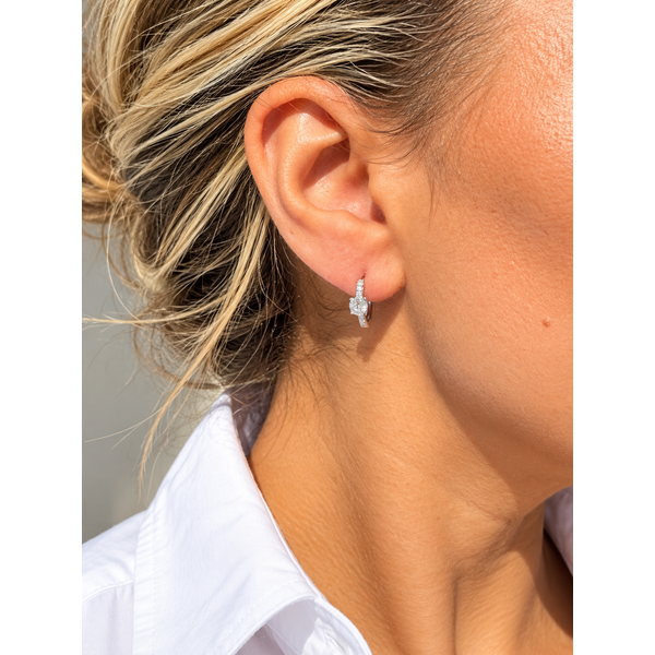 Everlee 14K White Gold Dainty Round Lab Grown Diamond Huggie Earrings, 0.70 ctw Image 3 SVS Fine Jewelry Oceanside, NY