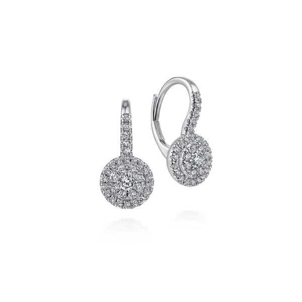 Gabriel Classic White Gold Diamond Cluster Earrings SVS Fine Jewelry Oceanside, NY