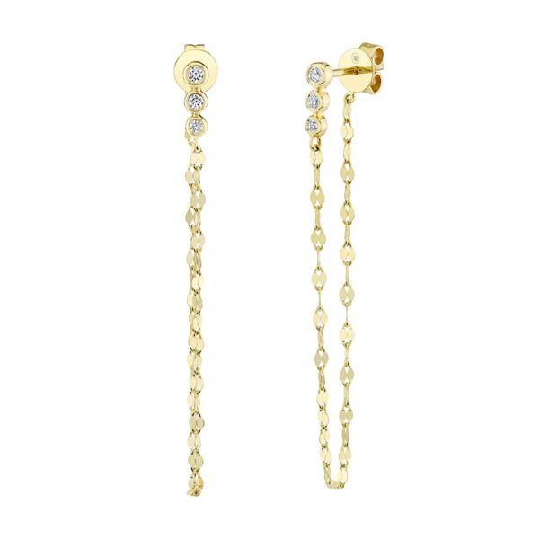 Shy Creation Yellow Gold Diamond Bezel Earrings SVS Fine Jewelry Oceanside, NY