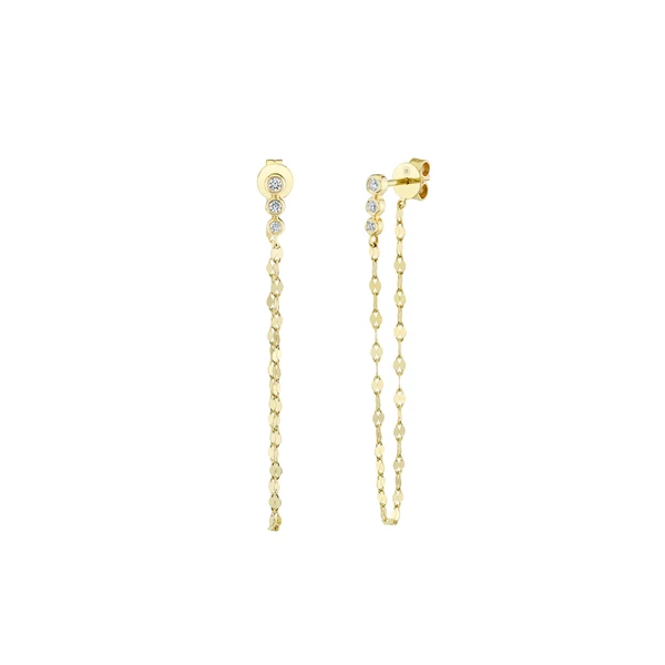 Shy Creation Yellow Gold Diamond Bezel Earrings SVS Fine Jewelry Oceanside, NY