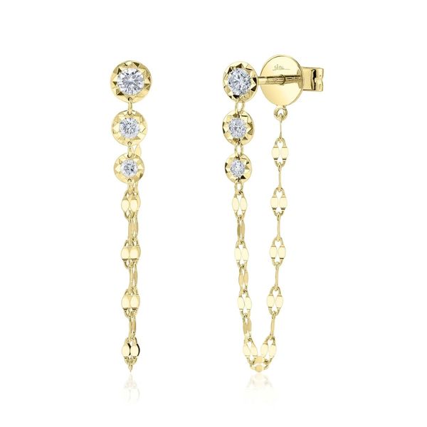 Shy Creation Yellow Gold Diamond Earrings SVS Fine Jewelry Oceanside, NY