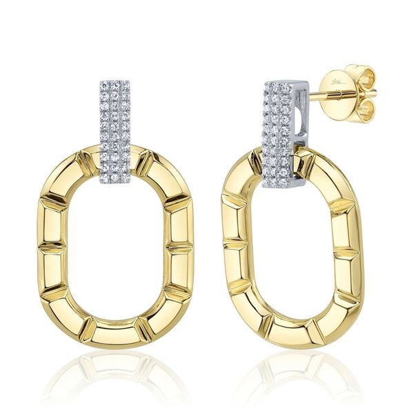 Shy Creation Yellow & White Gold Diamond Earrings SVS Fine Jewelry Oceanside, NY