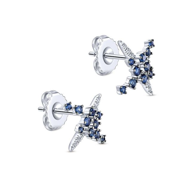 Gabriel & Co. Sapphire and Diamond Earrings. From the Lusso Color Collection in 14K white gold. Features 0.07cttw diamonds and 0 Image 3 SVS Fine Jewelry Oceanside, NY