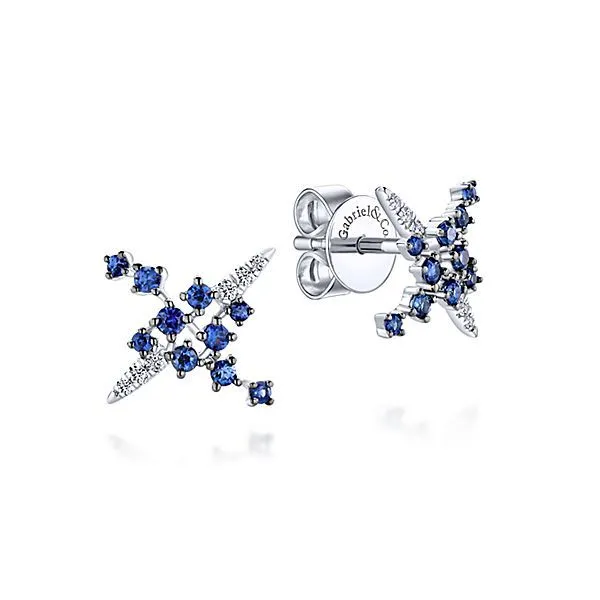 Gabriel & Co. Sapphire and Diamond Earrings. From the Lusso Color Collection in 14K white gold. Features 0.07cttw diamonds and 0 Image 5 SVS Fine Jewelry Oceanside, NY