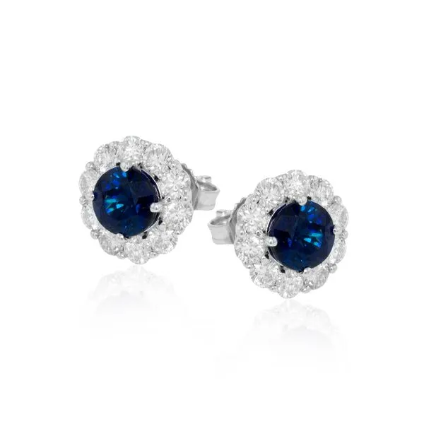 Simon G. 18K White Gold, Diamond, And Sapphire Earrings SVS Fine Jewelry Oceanside, NY