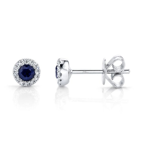 Shy Creation 14K White Gold, Sapphire, And Diamond Earrings Image 2 SVS Fine Jewelry Oceanside, NY