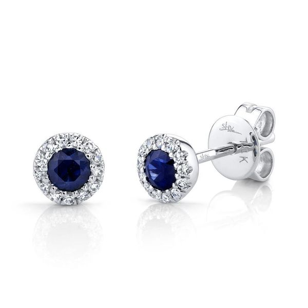 Shy Creation 14K White Gold, Sapphire, And Diamond Earrings SVS Fine Jewelry Oceanside, NY