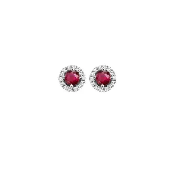 14K White Gold, Diamond, And Ruby Earrings SVS Fine Jewelry Oceanside, NY