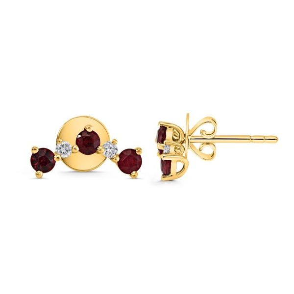 Yellow Gold, Ruby, & Diamond Earrings SVS Fine Jewelry Oceanside, NY