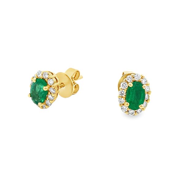 Yellow Gold, Emerald, And Diamond Earrings Image 3 SVS Fine Jewelry Oceanside, NY