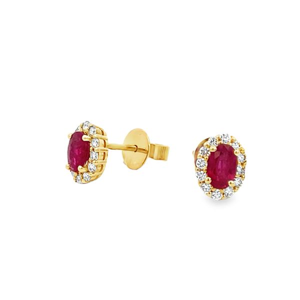 Yellow Gold, Ruby, And Diamond Earrings Image 2 SVS Fine Jewelry Oceanside, NY