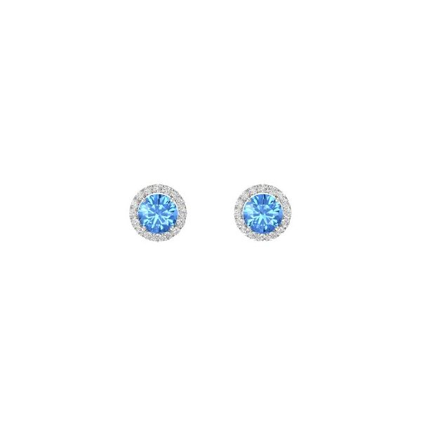 14k White Gold, Diamond and Blue Topaz Birthstone Earrings - December 1.85Cttw SVS Fine Jewelry Oceanside, NY