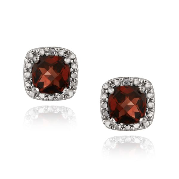 14k White Gold, Diamond and Garnet Birthstone Earrings - January 2.16Cttw SVS Fine Jewelry Oceanside, NY
