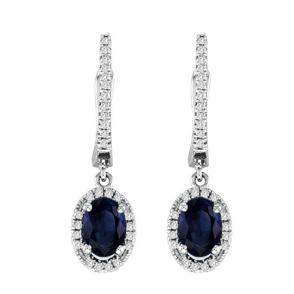 14K White Gold, Diamond, And Sapphire Earrings SVS Fine Jewelry Oceanside, NY