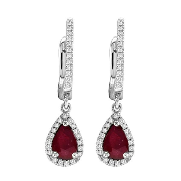 14K White Gold, Diamond, And Ruby Earrings SVS Fine Jewelry Oceanside, NY