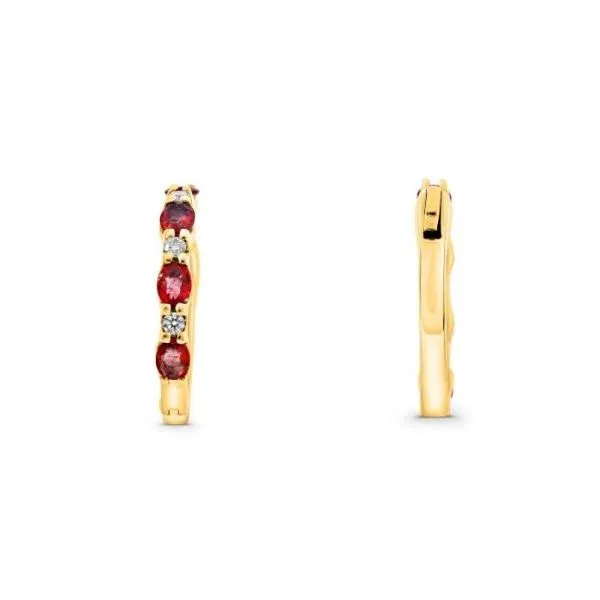 14K Yellow Gold Ruby (1.75Cttw) & Diamond (0.18Cttw) Hoop...