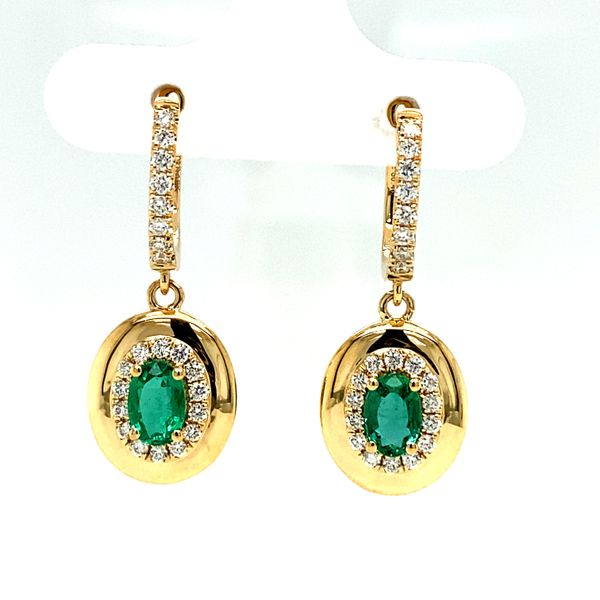 Yellow Gold, Emerald, And Diamond Earrings SVS Fine Jewelry Oceanside, NY
