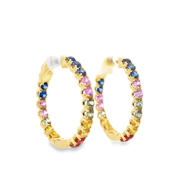 Multi-Colored Sapphire Rainbow Hoops, 2.15Cttw Image 3 SVS Fine Jewelry Oceanside, NY