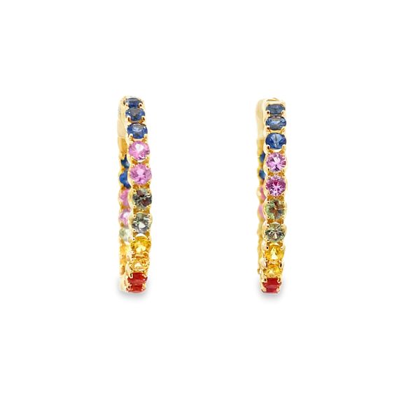 Multi-Colored Sapphire Rainbow Hoops, 2.15Cttw Image 4 SVS Fine Jewelry Oceanside, NY