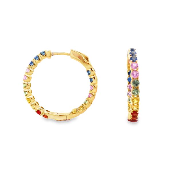 Multi-Colored Sapphire Rainbow Hoops, 2.15Cttw SVS Fine Jewelry Oceanside, NY