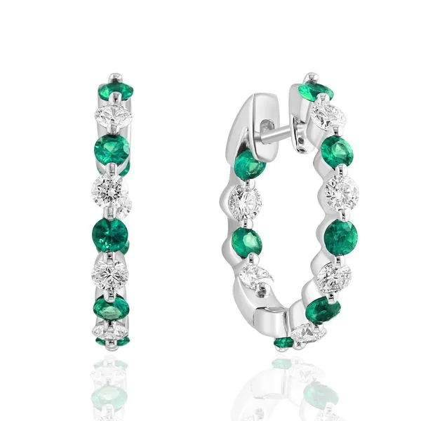 White Gold, Emerald, And Diamond Earrings SVS Fine Jewelry Oceanside, NY
