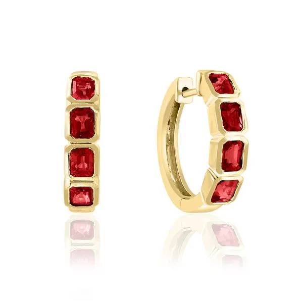 Yellow Gold And Ruby Hoop Earrings, 2.04Cttw SVS Fine Jewelry Oceanside, NY