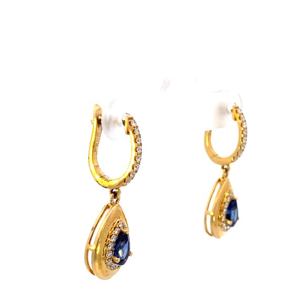 Yellow Gold, Sapphire, And Diamond Earrings Image 3 SVS Fine Jewelry Oceanside, NY