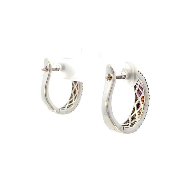 White Gold, Sapphire, And Diamond Hoop Earrings Image 3 SVS Fine Jewelry Oceanside, NY