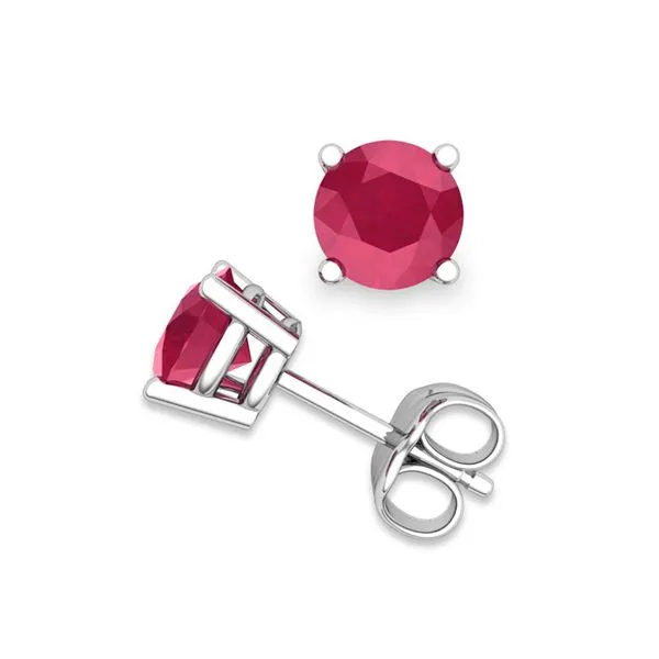 14k White Gold and Ruby Stud Earrings (4mm) 0.56Cttw SVS Fine Jewelry Oceanside, NY