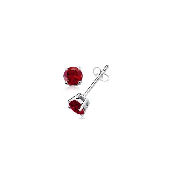 White Gold and Garnet Stud Earrings SVS Fine Jewelry Oceanside, NY