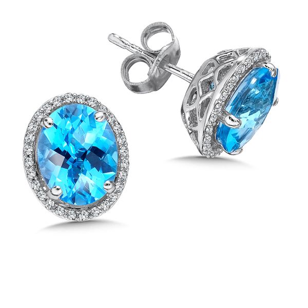 Colore Oro White Gold, Blue Topaz, and Diamond Earrings SVS Fine Jewelry Oceanside, NY