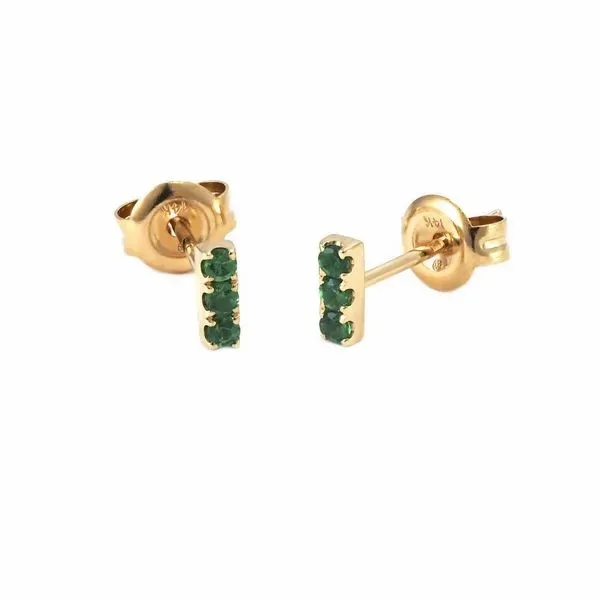 Yellow Gold & Green Garnet Earrings, 0.15Cttw SVS Fine Jewelry Oceanside, NY