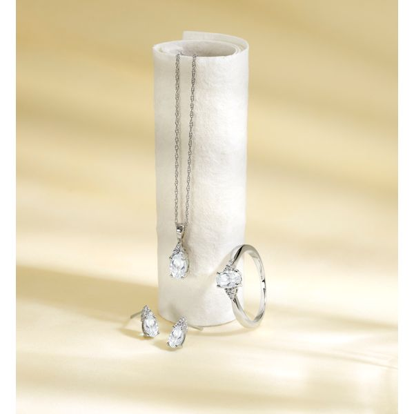 SVS Oval April Birthstone Earrings: White Topaz Image 3 SVS Fine Jewelry Oceanside, NY