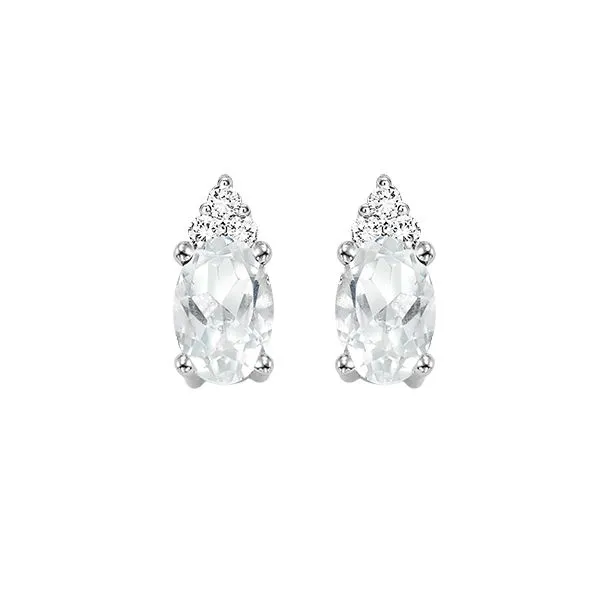 White Gold, Diamond, & White Topaz Stud Earrings SVS Fine Jewelry Oceanside, NY