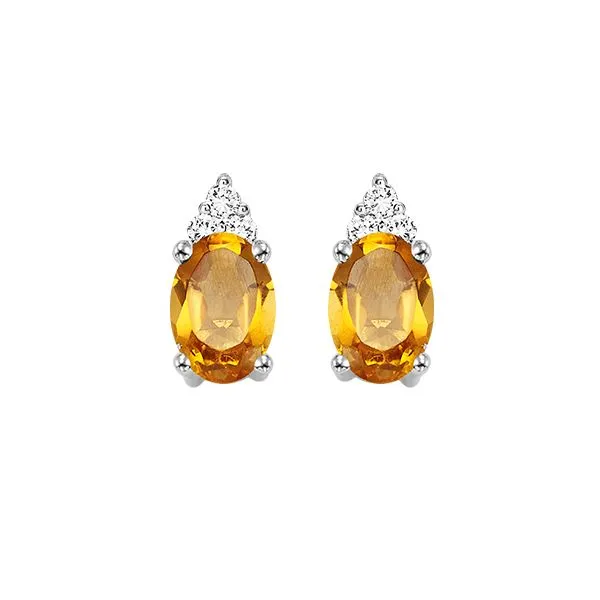 White Gold, Diamond, & Citrine Stud Earrings SVS Fine Jewelry Oceanside, NY