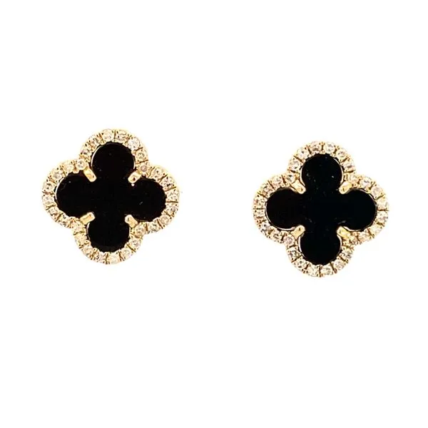 Clover Collection Onyx & Diamond Studs SVS Fine Jewelry Oceanside, NY