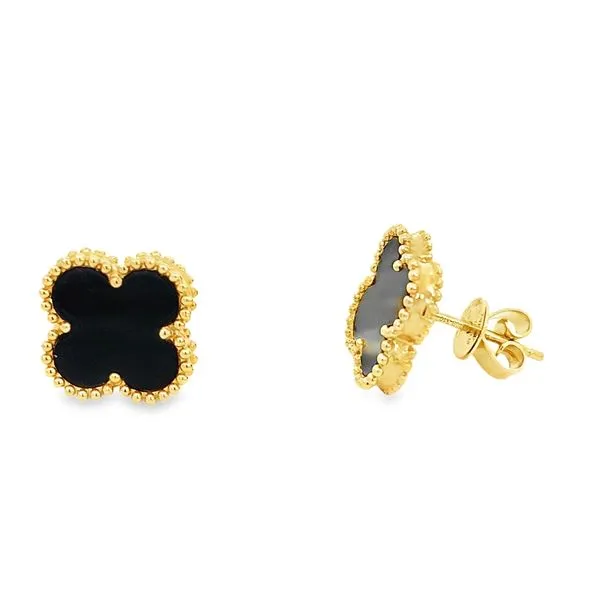 Clover Collection Onyx Studs Image 2 SVS Fine Jewelry Oceanside, NY