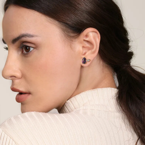 Gabriel & Co. Lusso Color White & Yellow Gold Earrings Image 2 SVS Fine Jewelry Oceanside, NY