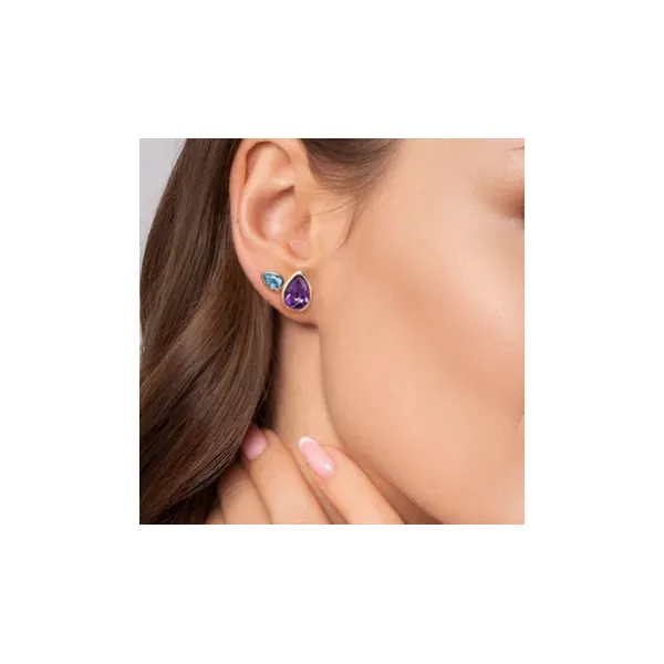 Gabriel Color Yellow Gold Toi Et Moi Stud Earrings Image 2 SVS Fine Jewelry Oceanside, NY