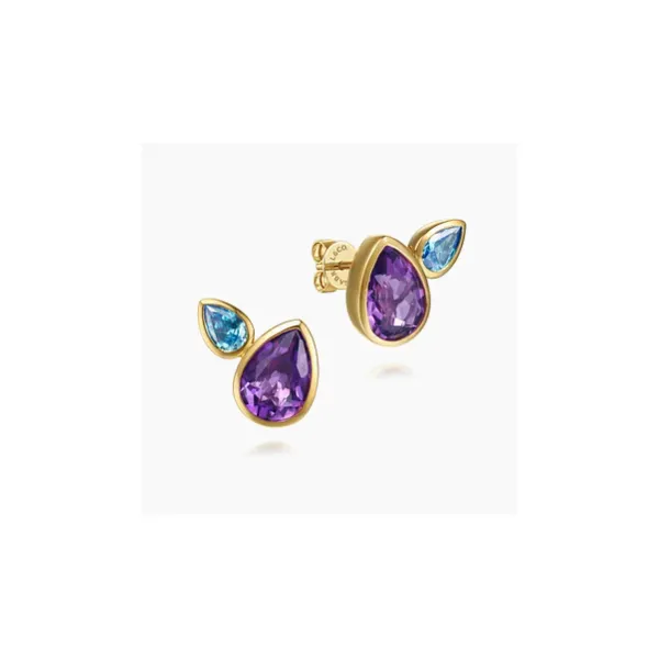Gabriel Color Yellow Gold Toi Et Moi Stud Earrings SVS Fine Jewelry Oceanside, NY